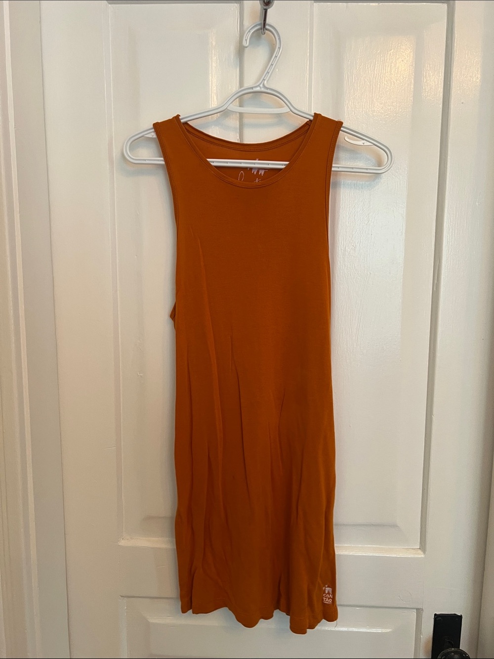 Sleeveless Ribbed Tank Dress in Rust by